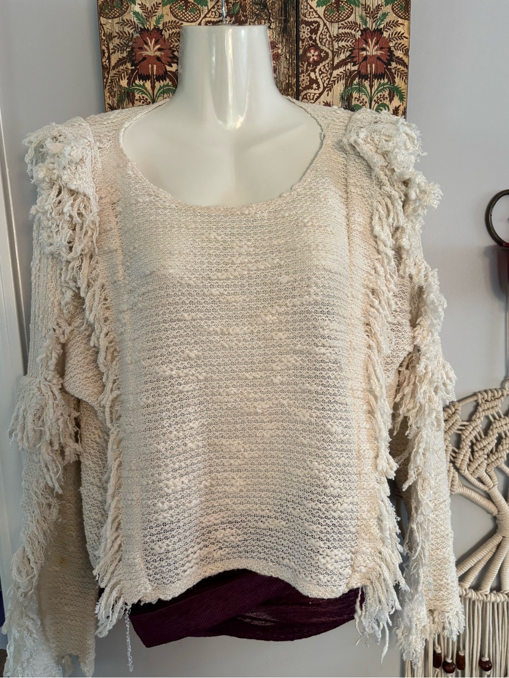 Misa Los Angeles crop fringed top.  
SMALL OVERSIZED